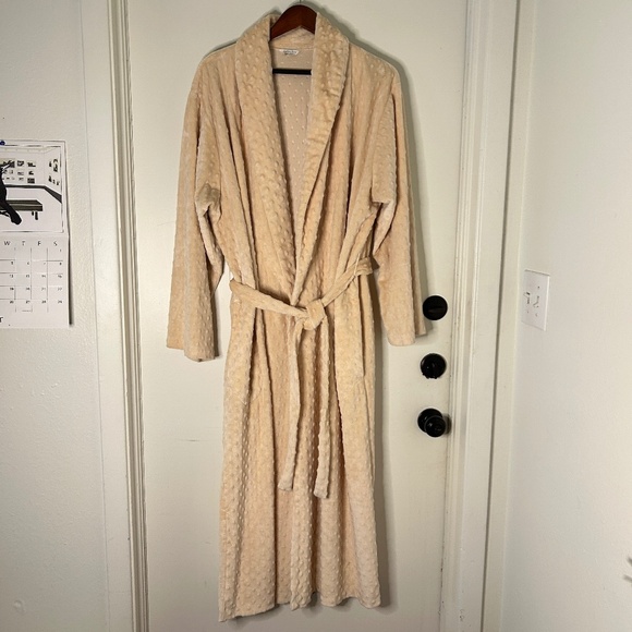 Vintage Karen Luu Home Couture Robe Women’s L Ivory Velour - Picture 1 of 9